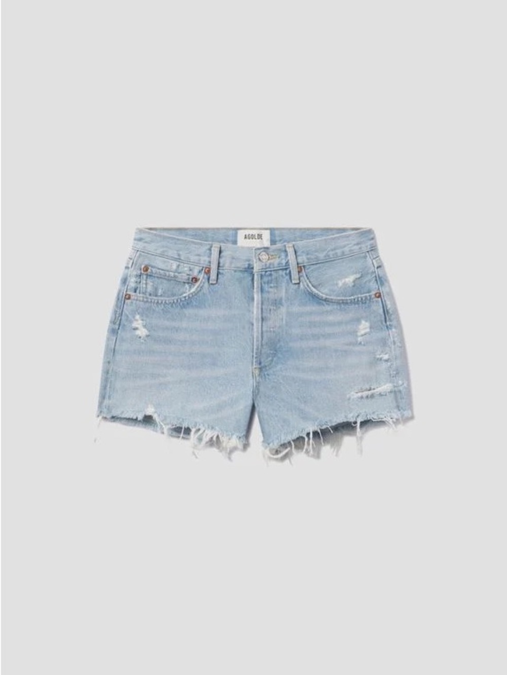 Agolde Parker Vintage Cut Off Distressed Denim Shorts, Swapmeet Light Wash – 24